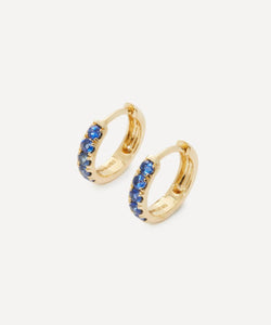 Andrea Fohrman 14ct Gold Blue Sapphire Pave Huggie Hoop Earrings