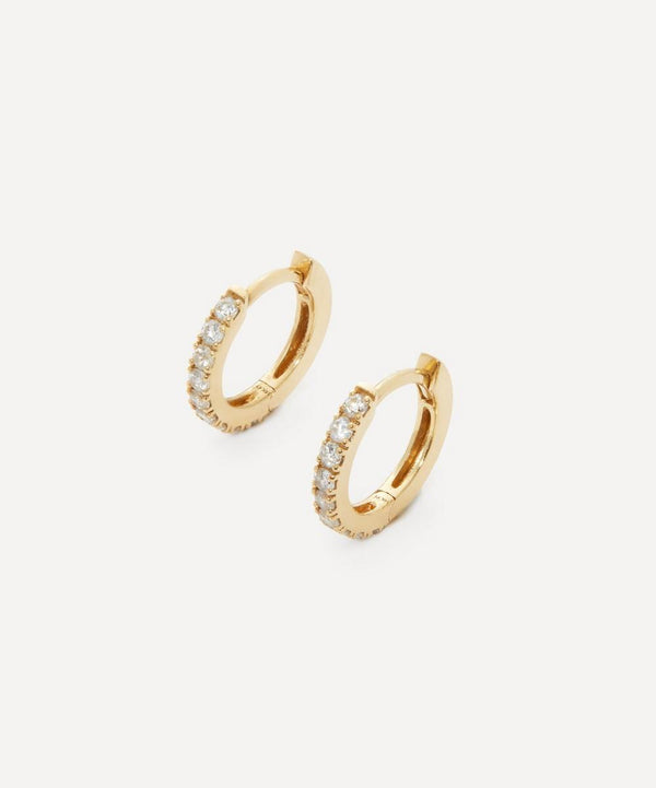 Andrea Fohrman 14ct Gold Diamond Pave Huggie Hoop Earrings