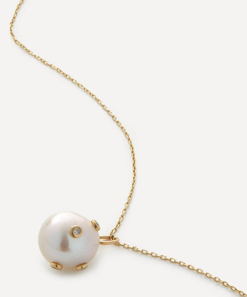 Mateo 14ct Gold Pearl and Diamond Necklace