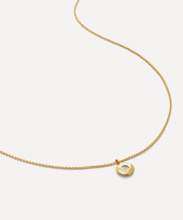 Monica Vinader 18ct Gold-Plated Vermeil Silver Diamond Birthstone Pendant Necklace