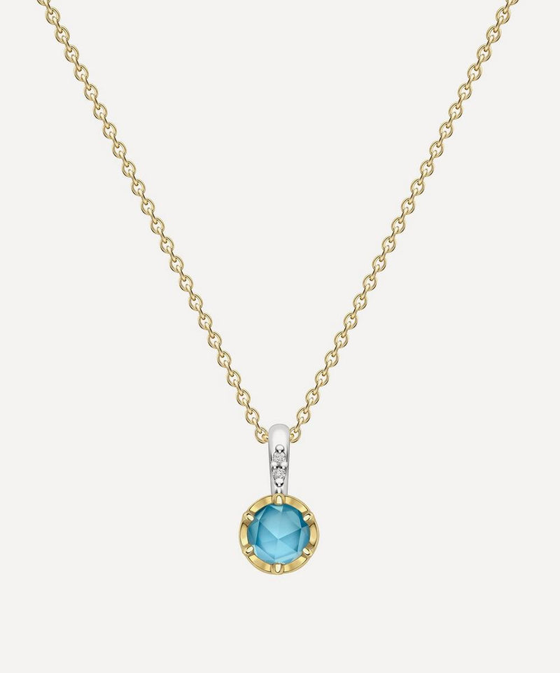 Dinny Hall 22ct Gold-Plated Vermeil Silver March Aquamarine Birthstone Pendant Necklace