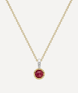 Dinny Hall 22ct Gold-Plated Vermeil Silver July Ruby Birthstone Pendant Necklace