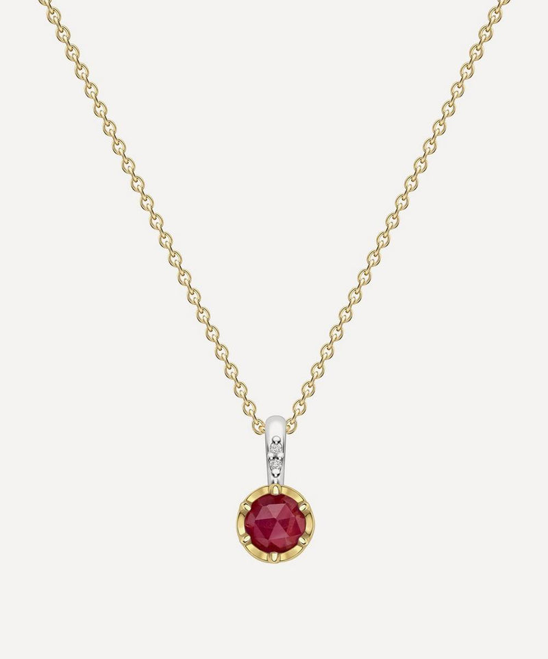 Dinny Hall 22ct Gold-Plated Vermeil Silver July Ruby Birthstone Pendant Necklace