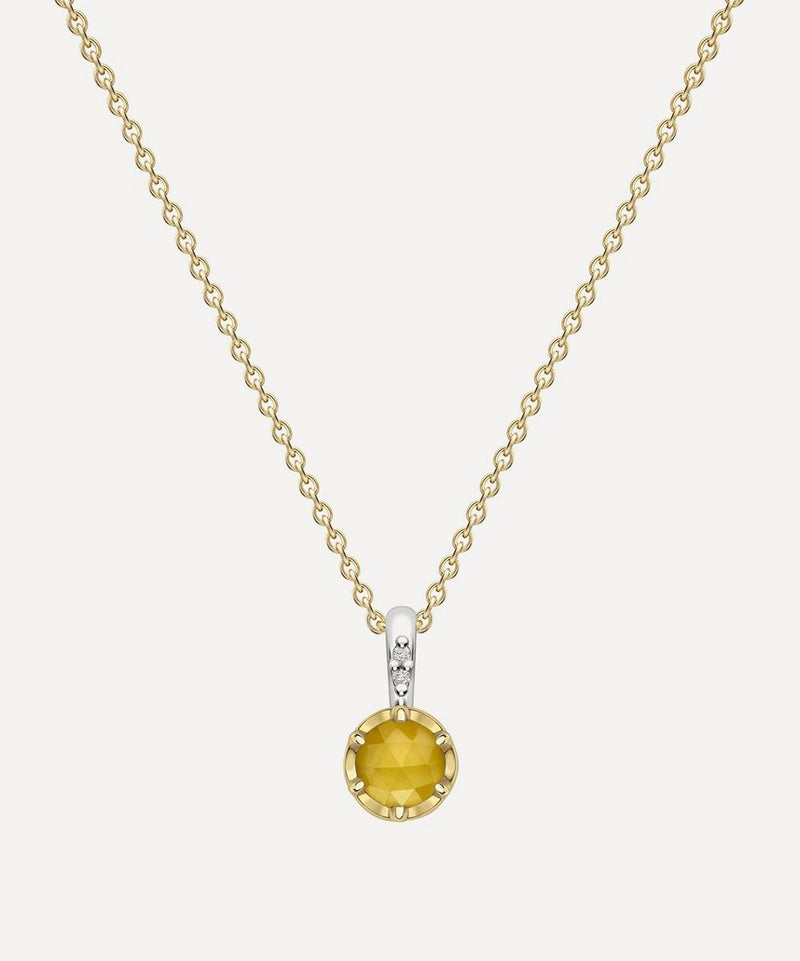 Dinny Hall 22ct Gold-Plated Vermeil Silver November Lemon Quartz Birthstone Pendant Necklace