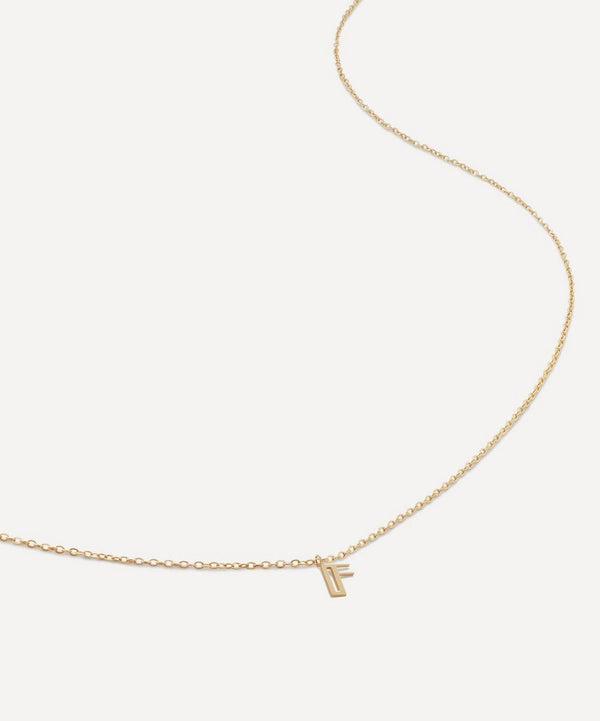 Monica Vinader 14ct Gold Small F Initial Pendant Necklace