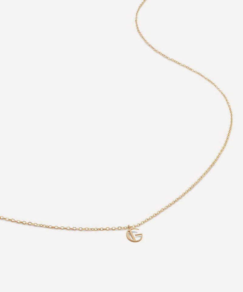 Monica Vinader 14ct Gold Small G Initial Pendant Necklace