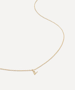 Monica Vinader 14ct Gold Small V Initial Pendant Necklace