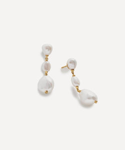 Monica Vinader 18ct Gold-Plated Vermeil Silver Nura Triple Pearl Drop Earrings