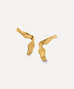 Monica Vinader 18ct Gold-Plated Vermeil Silver Wave Large Stud Earrings