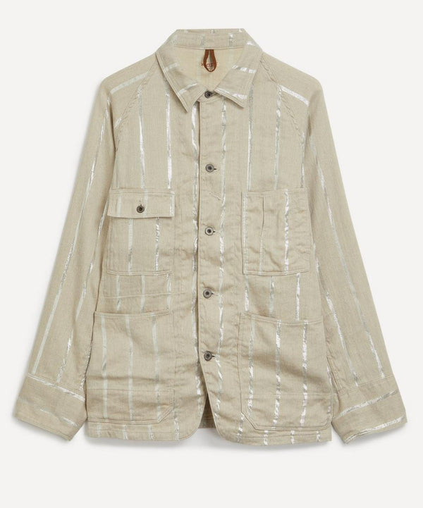 Kapital Linen Glitter Phillies Stripe CACTUS Coverall Overshirt