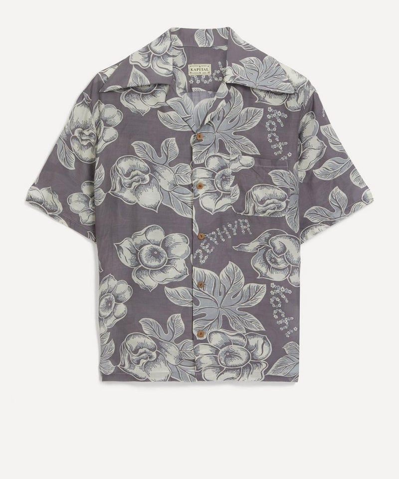 Kapital KOCHI & ZEPHYR ANEMONE RANGLE Collar Silk Rayon Aloha Shirt