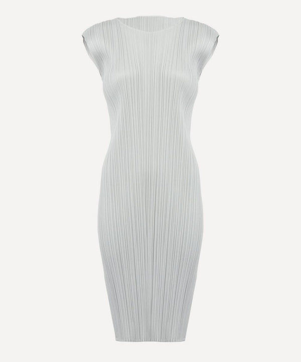 Pleats Please Issey Miyake BASICS Pleated Sleeveless Column Midi Dress