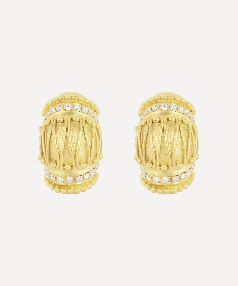 Kojis 18ct Gold Vintage Diamond Half Hoop Earrings