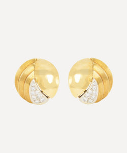 Kojis 18ct Gold Vintage Diamond Disc Stud Earrings