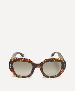 Isabel Marant Acetate Geometric Square Havana Sunglasses