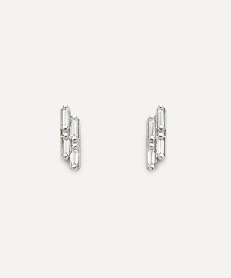 Suzanne Kalan 14ct White Gold Vertical Diamond Stud Earrings