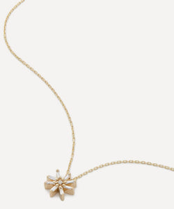 Suzanne Kalan 14ct Gold Mini flower Diamond Pendant Necklace