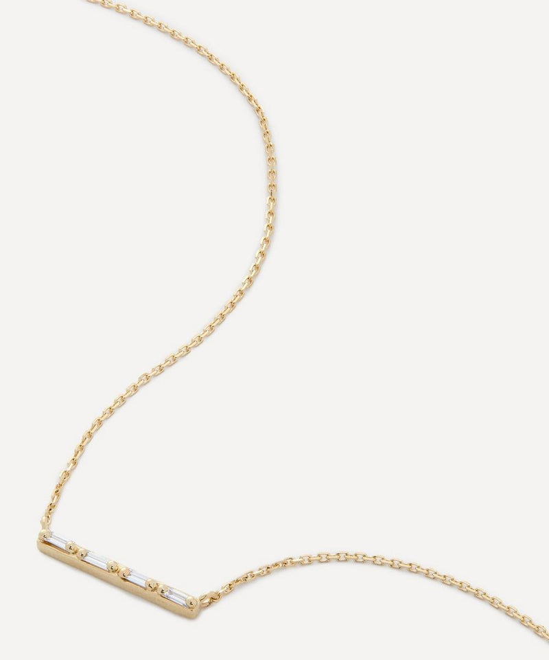 Suzanne Kalan 14ct Gold Diamond Bar Pendant Necklace