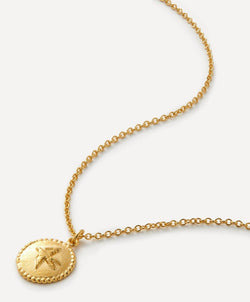 Alex Monroe 22ct Gold-Plated Gratitude for Nature Swallow Disc Pendant Necklace