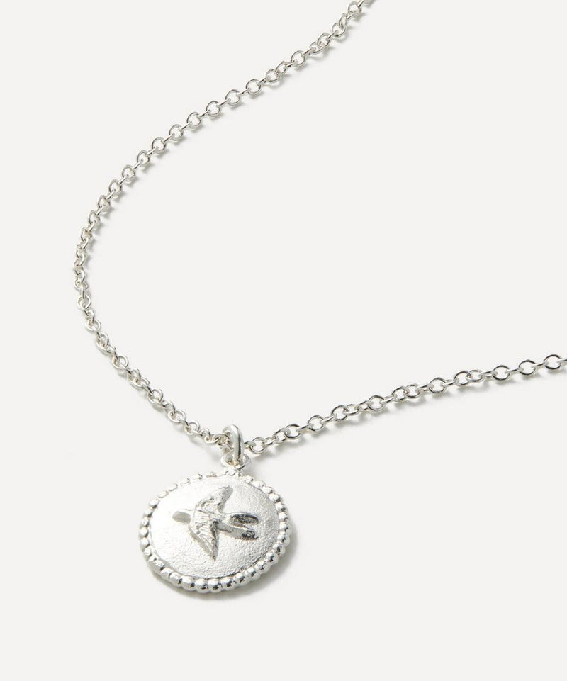 Alex Monroe Sterling Silver Gratitude for Nature Swallow Disc Pendant Necklace