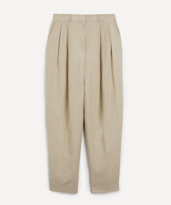 Toteme Double-Pleated Linen Tailored Trousers