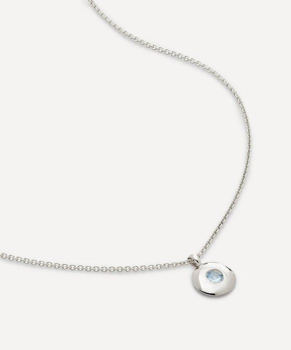 Monica Vinader Sterling Silver March Birthstone Pendant Necklace