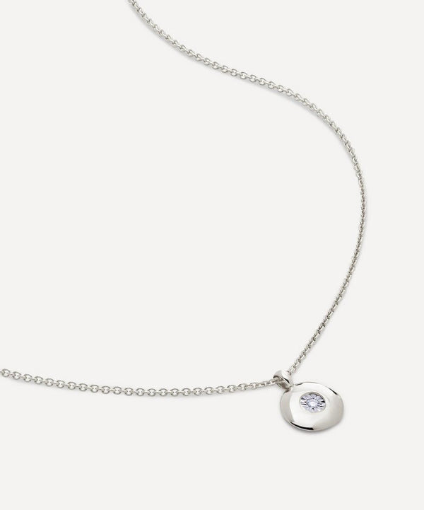 Monica Vinader Sterling Silver April Birthstone Pendant Necklace