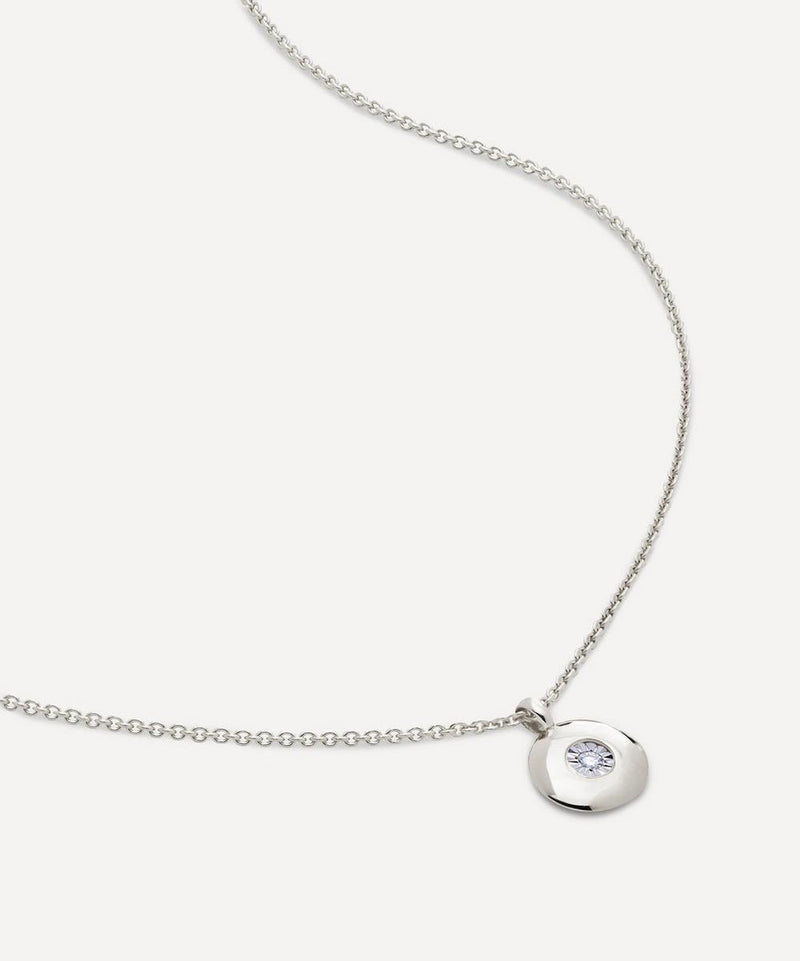 Monica Vinader Sterling Silver April Birthstone Pendant Necklace