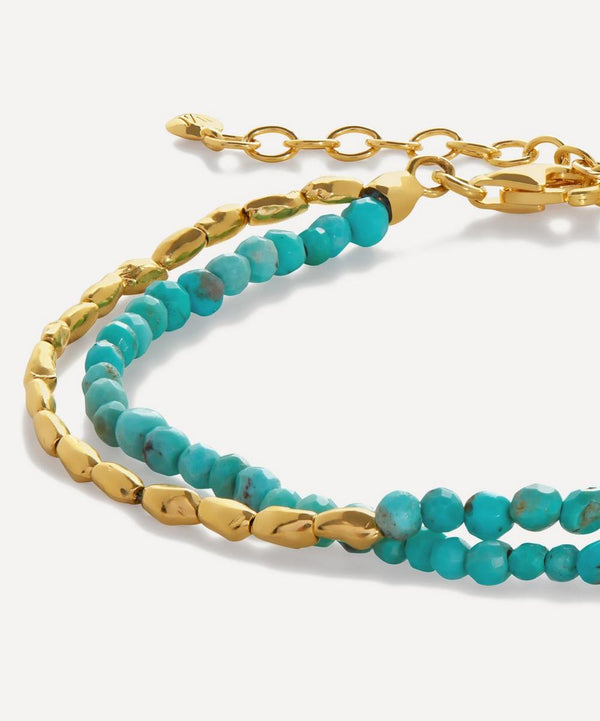 Monica Vinader 18ct Gold-Plated Vermeil Silver Mini Nugget Turquoise Beaded Bracelet