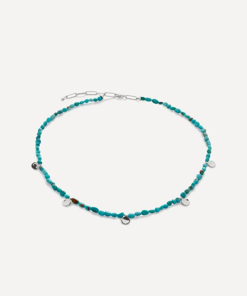 Monica Vinader Sterling Silver Rio Mini Turquoise Beaded Station Necklace