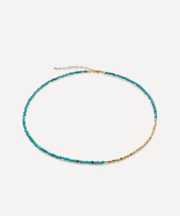 Monica Vinader 18ct Gold-Plated Vermeil Silver Mini Nugget Turquoise Beaded Necklace