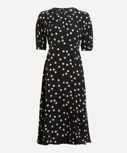 Max Mara Demetra Polka-Dot Crepe de Chine Dress