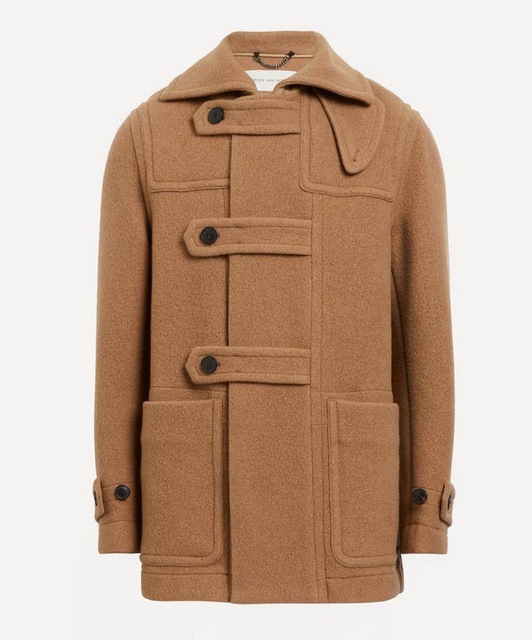 Dries Van Noten Camel Wool-Blend Tab Collar Jacket