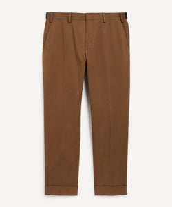 Dries Van Noten Brown Stretch-Cotton Chino Trousers