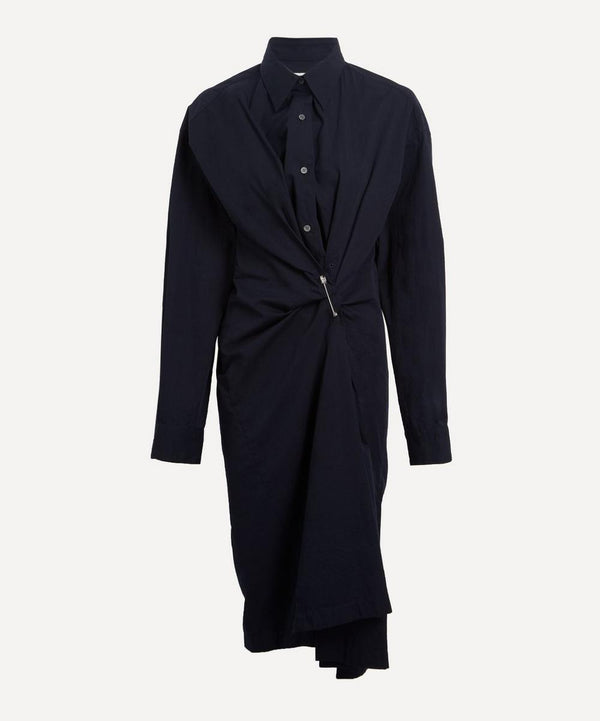 Dries Van Noten Navy Cotton Gabardine Shirtdress