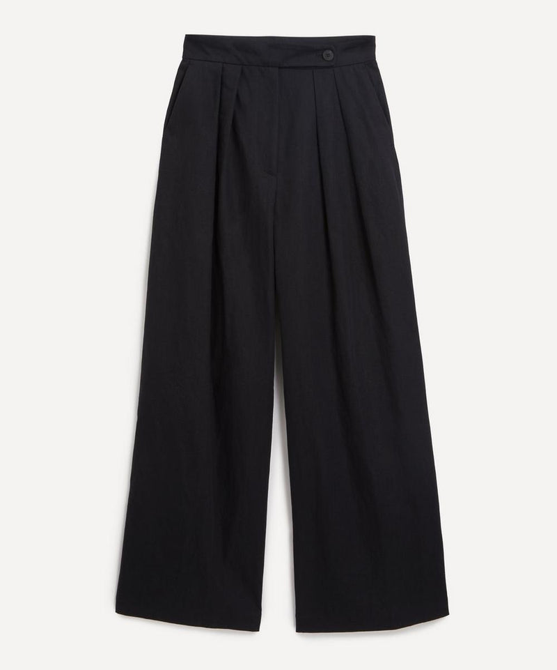 Dries Van Noten Wide Pleated Cotton-Linen Gabardine Trousers