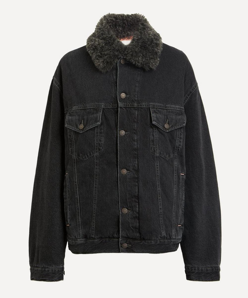 Acne Studios Oversized Shearling Collar Denim Jacket