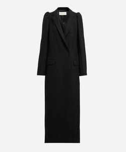 Dries Van Noten Double-Breasted Gathered Sleeve Wool Coat