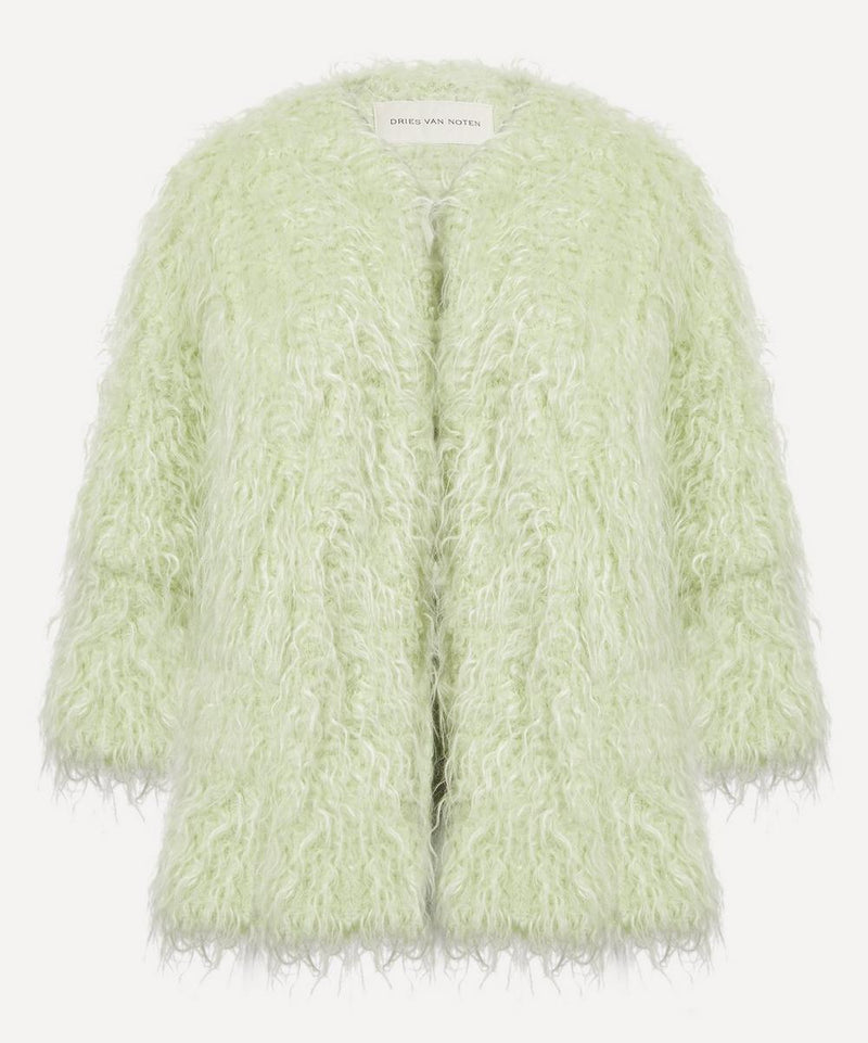 Dries Van Noten Mint Faux-Shearling Wool-Mohair Jacket