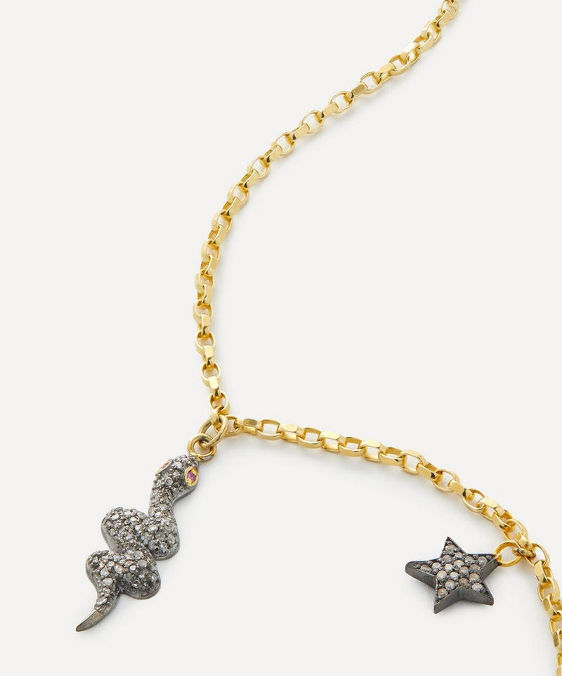 Kirstie Le Marque Gold-Plated Diamond Snake and Double-Sided Star Necklace