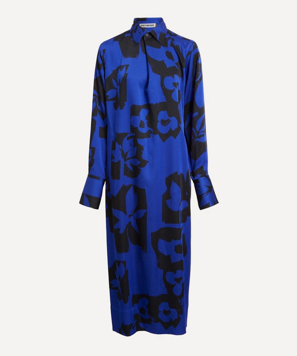 Issey Miyake PHYSIOTYPE SATIN Dawn Blue Shirtdress