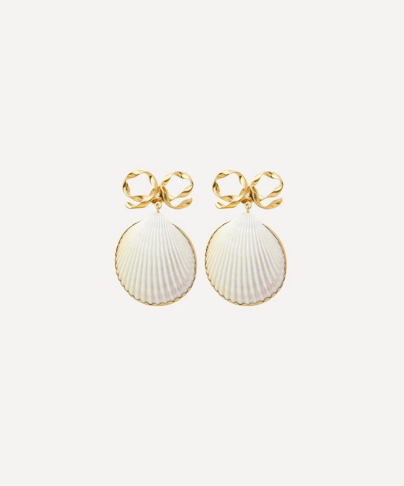 Grainne Morton 18ct Gold-Plated Bow and Shell Drop Earrings