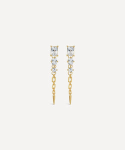 Dinny Hall 22ct Gold-Plated Vermeil Silver Gem-Set Column Drop Earrings