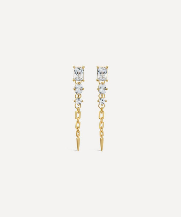 Dinny Hall 22ct Gold-Plated Vermeil Silver Gem-Set Column Drop Earrings