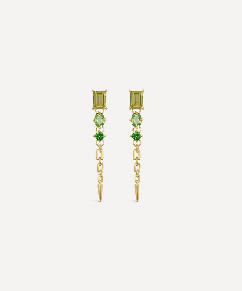 Dinny Hall 22ct Gold-Plated Vermeil Silver Gem-Set Column Drop Earrings