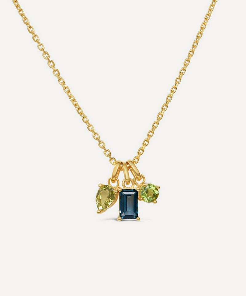 Dinny Hall 22ct Gold-Plated Vermeil Silver Gem-Set Trilogy Pendant Necklace