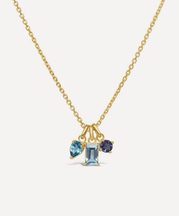 Dinny Hall 22ct Gold-Plated Vermeil Silver Gem-Set Trilogy Pendant Necklace