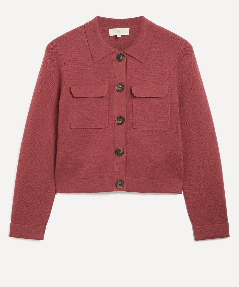 Sezane Betty Rosewood Merino Wool Cardigan