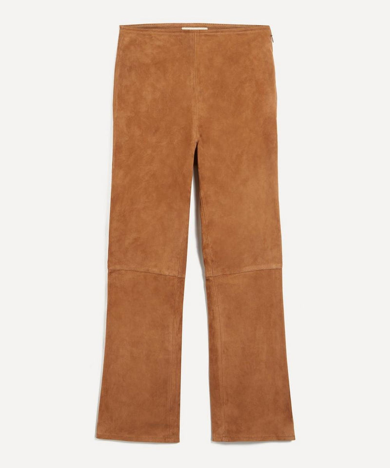 Sezane Ciara Camel Stretch Suede Trousers