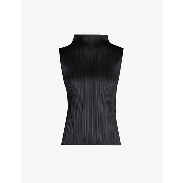 Pleats Please Issey Miyake Basic high-neck sleeveless pleated crepe top